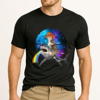 Funny Cat Riding Shark Puking Rainbow Galaxy Space Humor Pun Ank Op Performance Shirt