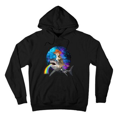 Funny Cat Riding Shark Puking Rainbow Galaxy Space Humor Pun Ank Op Hoodie