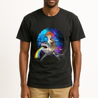 Funny Cat Riding Shark Puking Rainbow Galaxy Space Humor Pun Ank Op Tall T-Shirt