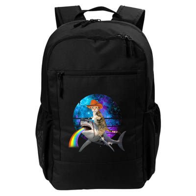 Funny Cat Riding Shark Puking Rainbow Galaxy Space Humor Pun Ank Op Backpack
