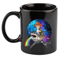 Funny Cat Riding Shark Puking Rainbow Galaxy Space Humor Pun Ank Op 11oz C Handle Ceramic Mug