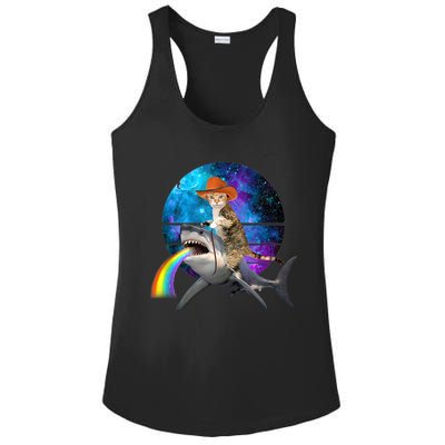 Funny Cat Riding Shark Puking Rainbow Galaxy Space Humor Pun Ank Op Ladies PosiCharge Competitor Racerback Tank