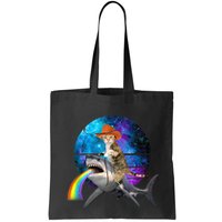 Funny Cat Riding Shark Puking Rainbow Galaxy Space Humor Pun Ank Op Bag