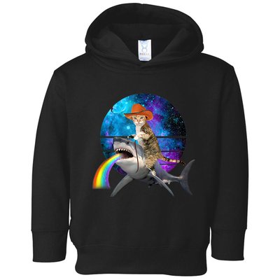 Funny Cat Riding Shark Puking Rainbow Galaxy Space Humor Pun Ank Op Toddler Hoodie