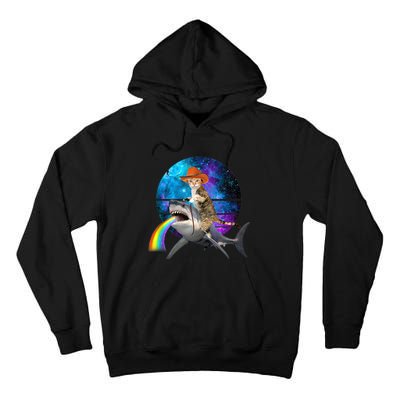 Funny Cat Riding Shark Puking Rainbow Galaxy Space Humor Pun Ank Op Tall Hoodie