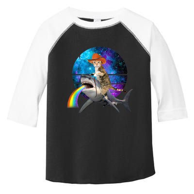 Funny Cat Riding Shark Puking Rainbow Galaxy Space Humor Pun Ank Op Toddler Fine Jersey T-Shirt