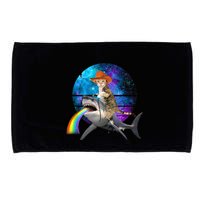 Funny Cat Riding Shark Puking Rainbow Galaxy Space Humor Pun Ank Op Microfiber Hand Towel