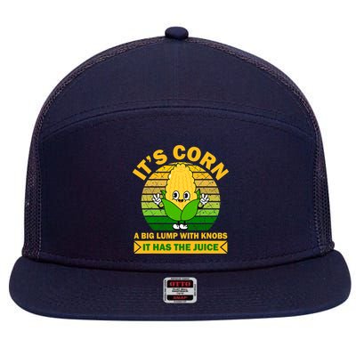 Funny Corn Retro Vintage It Has The Juice It’s Corn 7 Panel Mesh Trucker Snapback Hat