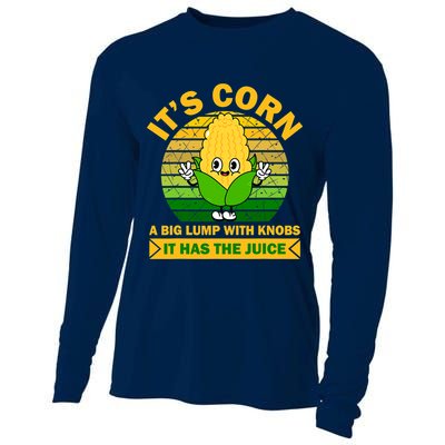 Funny Corn Retro Vintage It Has The Juice It’s Corn Cooling Performance Long Sleeve Crew
