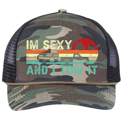 Funny Camping RV Im Sexy And I Tow It RV Camper Retro Rope Trucker Hat Cap