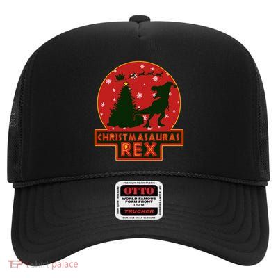 Funny Christmasaurus Rex High Crown Mesh Back Trucker Hat