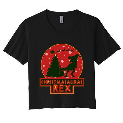 Funny Christmasaurus Rex Crop Top