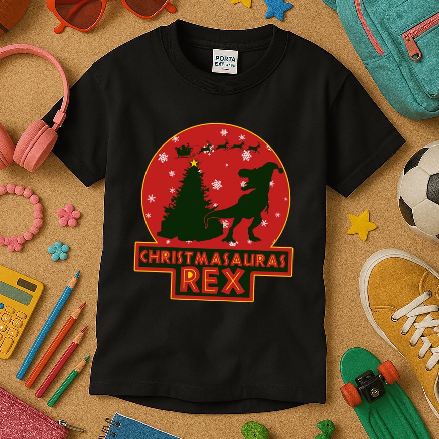 Funny Christmasaurus Rex Kids T-Shirt