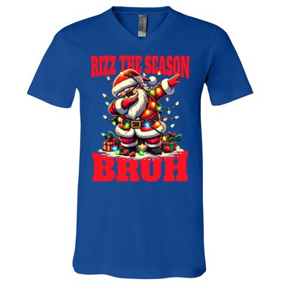 Funny Christmas Rizzmas Santa Xmas Rizz The Season Bruh Meaningful Gift V-Neck T-Shirt