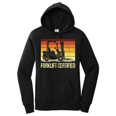 Forklift Certified Retro Forklift Operator Forklift Driver Women's Pullover Hoodie