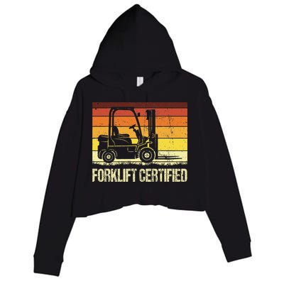 Forklift Certified Retro Forklift Operator Forklift Driver Crop Fleece Hoodie