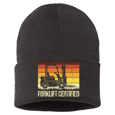 Forklift Certified Retro Forklift Operator Forklift Driver Sustainable Knit Beanie