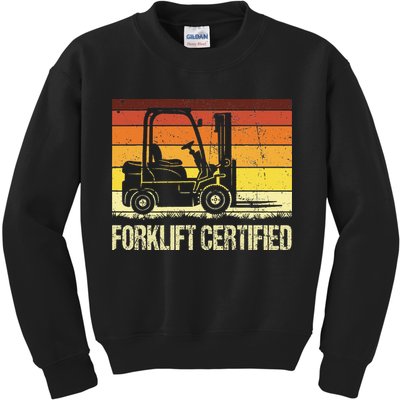Forklift Certified Retro Forklift Operator Forklift Driver Kids Sweatshirt