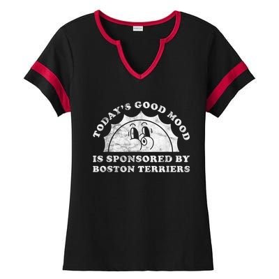 Funny Cute Retro Vintage Boston Terriers Boston Terrier Dog Ladies Halftime Notch Neck Tee