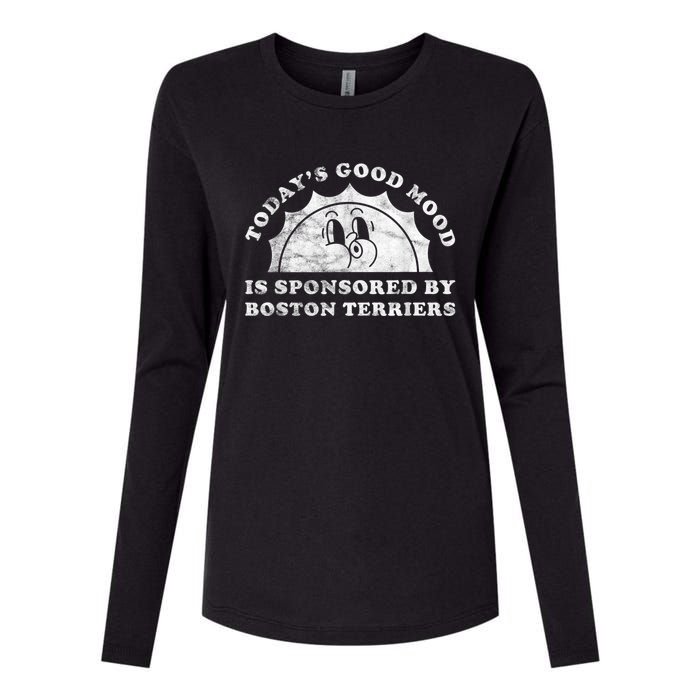 Funny Cute Retro Vintage Boston Terriers Boston Terrier Dog Womens Cotton Relaxed Long Sleeve T-Shirt