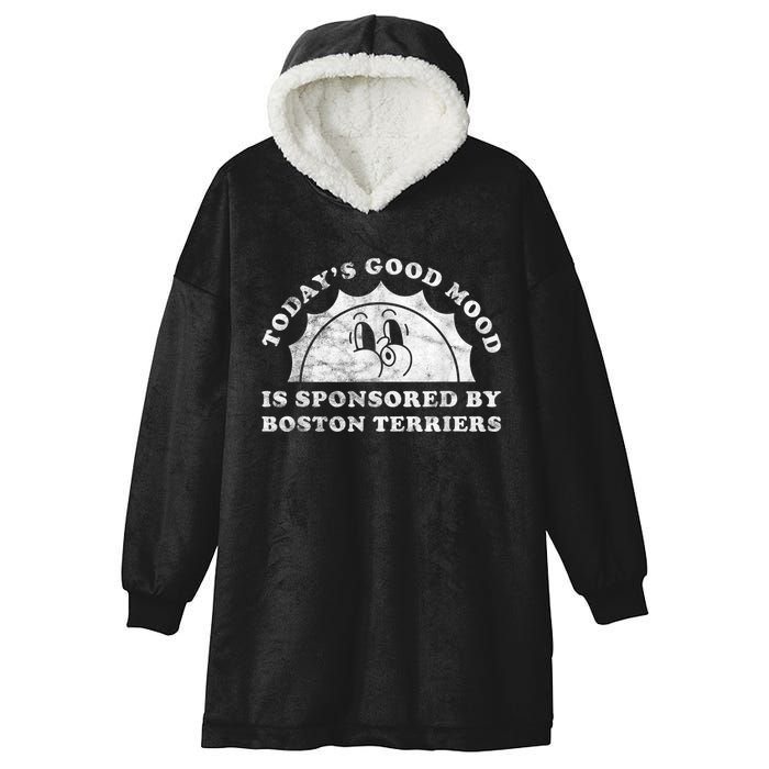 Funny Cute Retro Vintage Boston Terriers Boston Terrier Dog Hooded Wearable Blanket