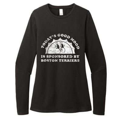 Funny Cute Retro Vintage Boston Terriers Boston Terrier Dog Womens CVC Long Sleeve Shirt