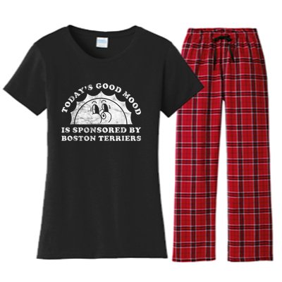 Funny Cute Retro Vintage Boston Terriers Boston Terrier Dog Women's Flannel Pajama Set