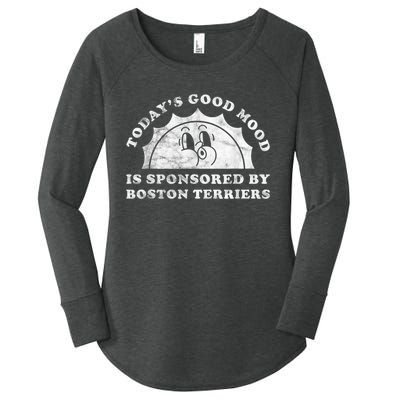 Funny Cute Retro Vintage Boston Terriers Boston Terrier Dog Women's Perfect Tri Tunic Long Sleeve Shirt