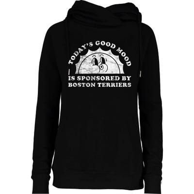 Funny Cute Retro Vintage Boston Terriers Boston Terrier Dog Womens Funnel Neck Pullover Hood