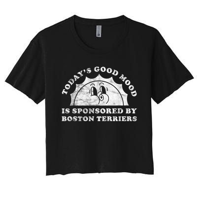 Funny Cute Retro Vintage Boston Terriers Boston Terrier Dog Women's Crop Top Tee