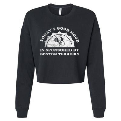 Funny Cute Retro Vintage Boston Terriers Boston Terrier Dog Cropped Pullover Crew