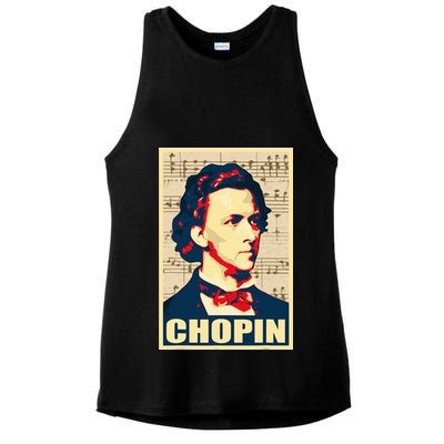 Frederic Chopin Retro Propaganda Ladies PosiCharge Tri-Blend Wicking Tank