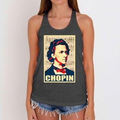 Frederic Chopin Retro Propaganda Women's Knotted Racerback Tank