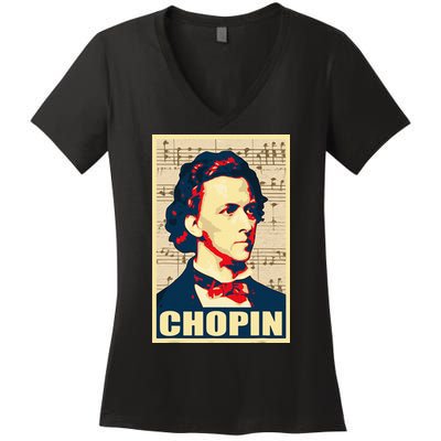 Frederic Chopin Retro Propaganda Women's V-Neck T-Shirt