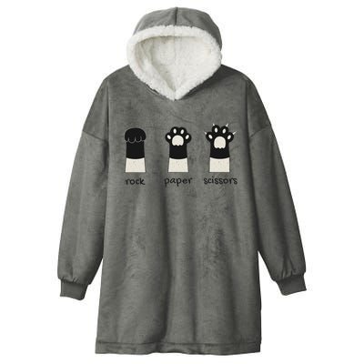 Funny Cat Rock Paper Scissors Cute Cat Paws Hooded Wearable Blanket