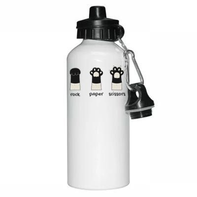 Funny Cat Rock Paper Scissors Cute Cat Paws Aluminum Water Bottle