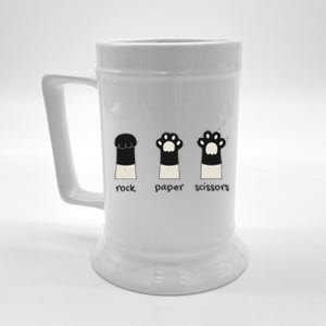 Funny Cat Rock Paper Scissors Cute Cat Paws Beer Stein