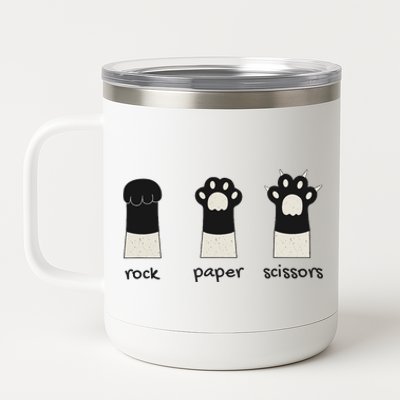 Funny Cat Rock Paper Scissors Cute Cat Paws 12 oz Stainless Steel Tumbler Cup