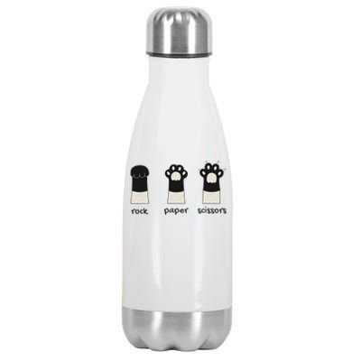 Funny Cat Rock Paper Scissors Cute Cat Paws Stainless Steel Insulated Water Bottle