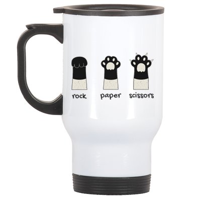 Funny Cat Rock Paper Scissors Cute Cat Paws Stainless Steel Travel Mug