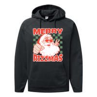 Funny Christmas Rizz Meme Merry Rizzmas For Trendy Performance Fleece Hoodie