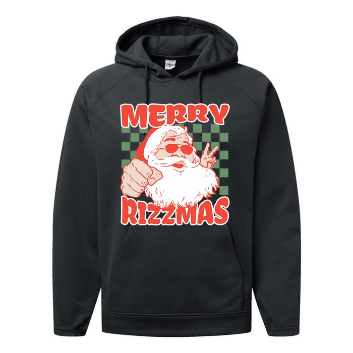 Funny Christmas Rizz Meme Merry Rizzmas For Trendy Performance Fleece Hoodie