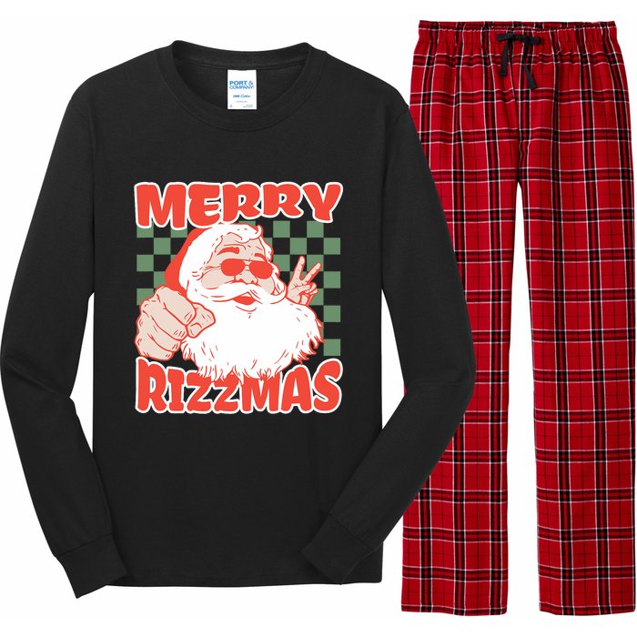 Funny Christmas Rizz Meme Merry Rizzmas For Trendy Long Sleeve Pajama Set