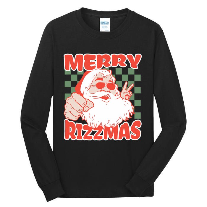 Funny Christmas Rizz Meme Merry Rizzmas For Trendy Tall Long Sleeve T-Shirt