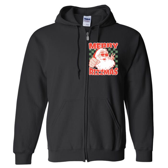 Funny Christmas Rizz Meme Merry Rizzmas For Trendy Full Zip Hoodie