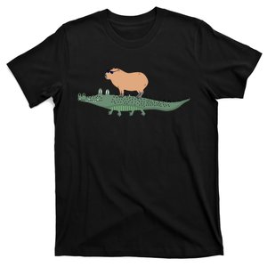 Funny Capybara Riding On A Crocodile T-Shirt