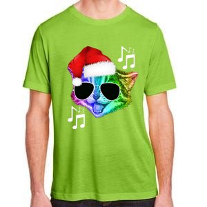 Funny Colorful Rainbow Dj Music Kitty Cat Santa Christmas Gift Adult ChromaSoft Performance T-Shirt