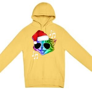 Funny Colorful Rainbow Dj Music Kitty Cat Santa Christmas Gift Premium Pullover Hoodie