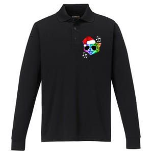 Funny Colorful Rainbow Dj Music Kitty Cat Santa Christmas Gift Performance Long Sleeve Polo