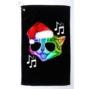 Funny Colorful Rainbow Dj Music Kitty Cat Santa Christmas Gift Platinum Collection Golf Towel